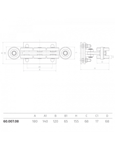 Wózek 8-rolkowy z regulacją do bramy przesuwnej profil 80