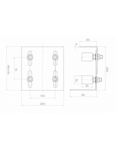 Prowadzenie górne 4 rolki do bram przesuwnych