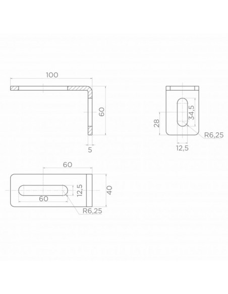 Kątownik rolki prowadzącej 100x60 mm