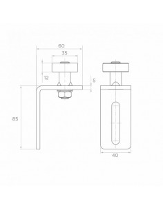 Kątownik z rolką prowadzącą 35 mm 2