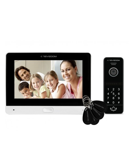 Wideodomofon 7" REVIZOOM głośnomówiący z panelem rozmównym z klawiaturą numeryczną z czytnikiem RFID